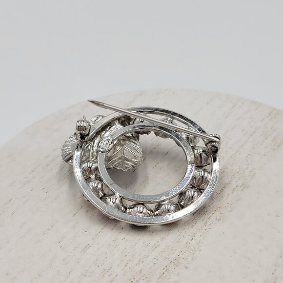 Sterling Silver Multi Color Rhinestone Wreath Brooch Pin Set Mother’s Day Gift - Picture 10 of 12